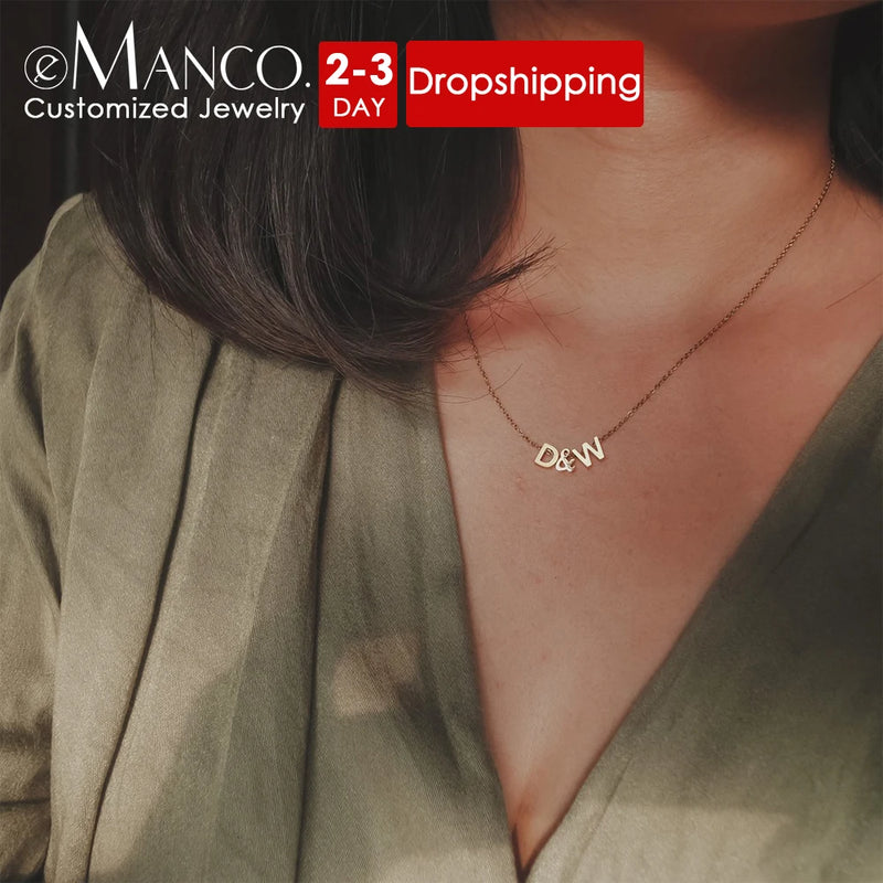 eManco Personalized Ladies Chain DIY Stainless Steel Alphanumeric Necklace Customized Fashion Jewelry Factory direct sale